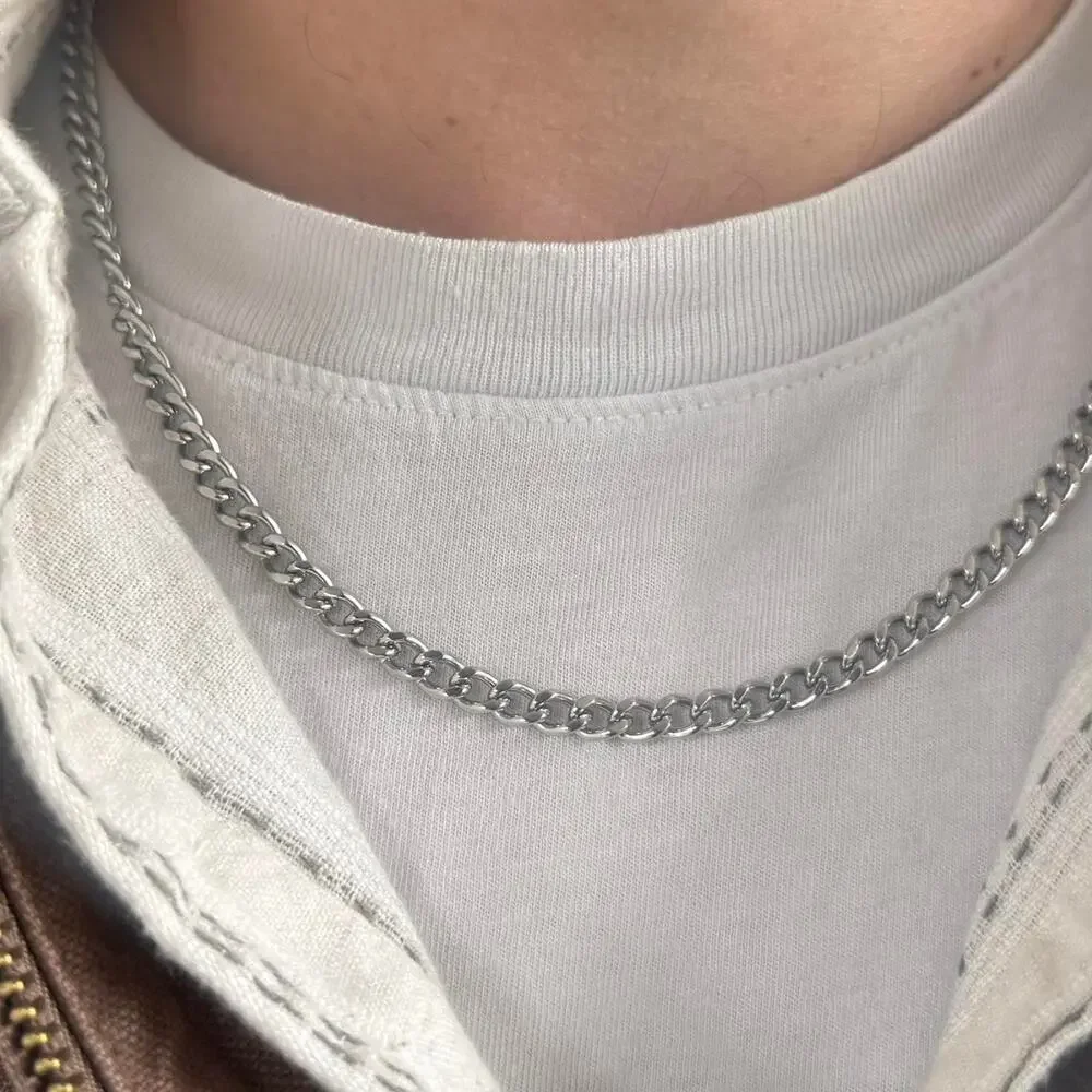 Silver stainless steel chain necklace
